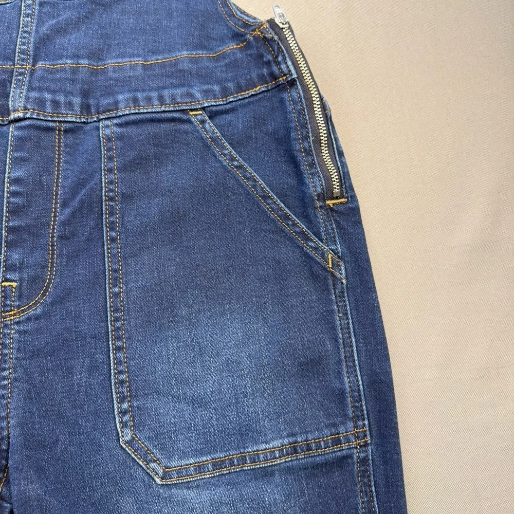 J.Crew Denim Skinny Overalls Med Wash Blue Jean Signature Stretch Size Medium‎